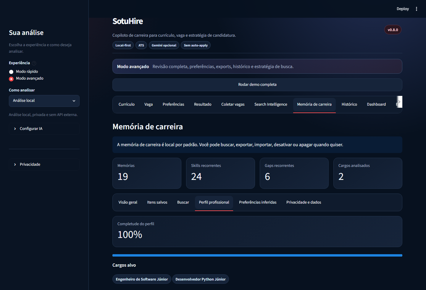 Perfil profissional