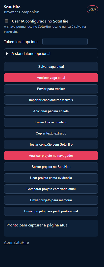 Popup da extensão