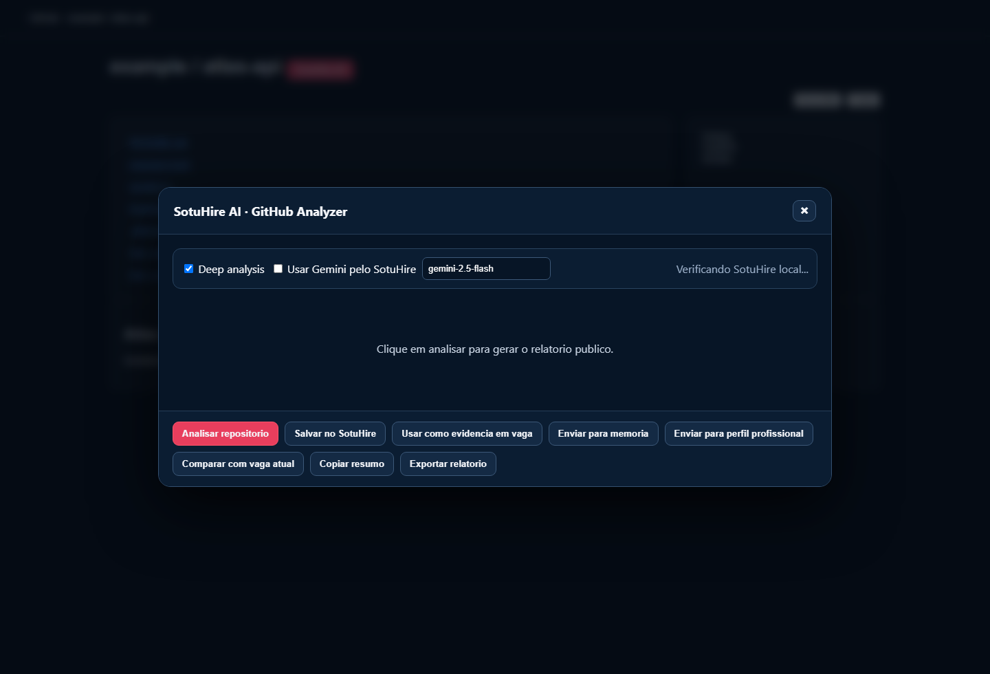 Configurações do modal