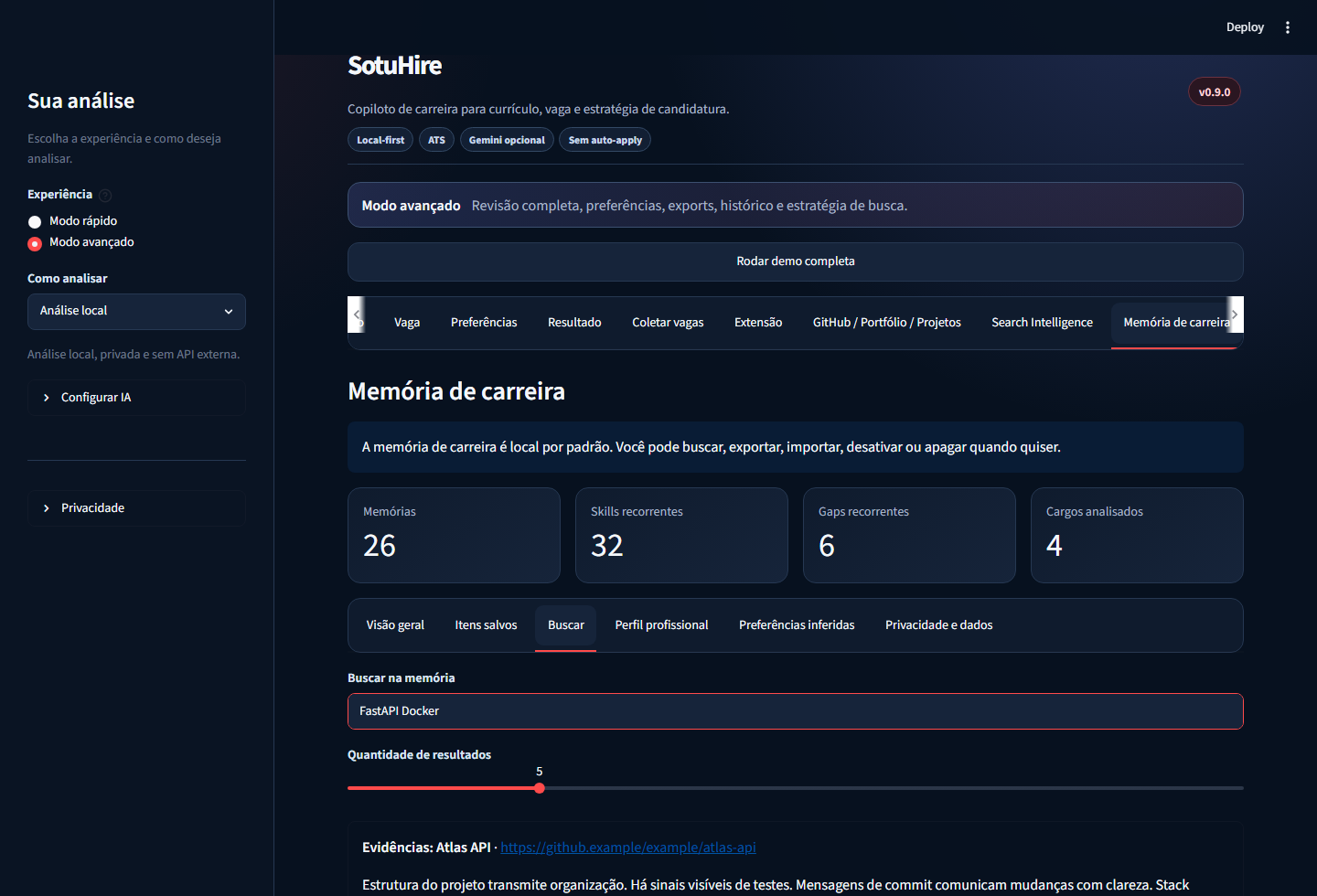 Evidência de projeto