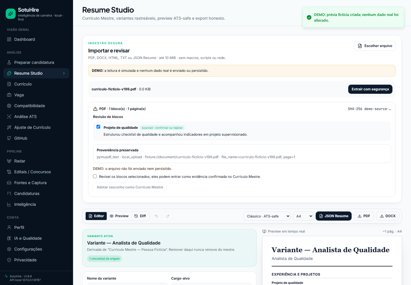 Revisão de blocos fictícios