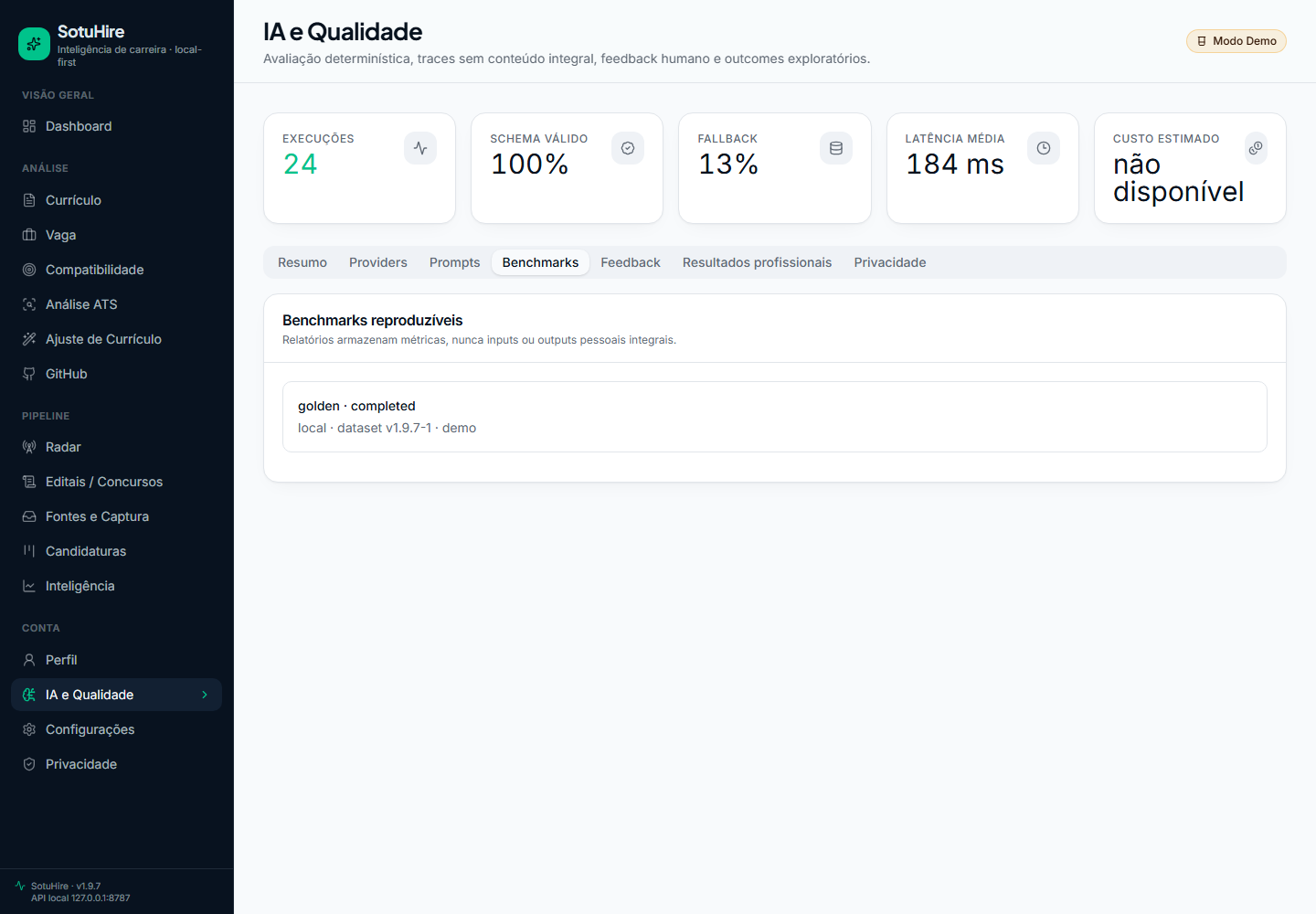 Benchmarks reprodutíveis